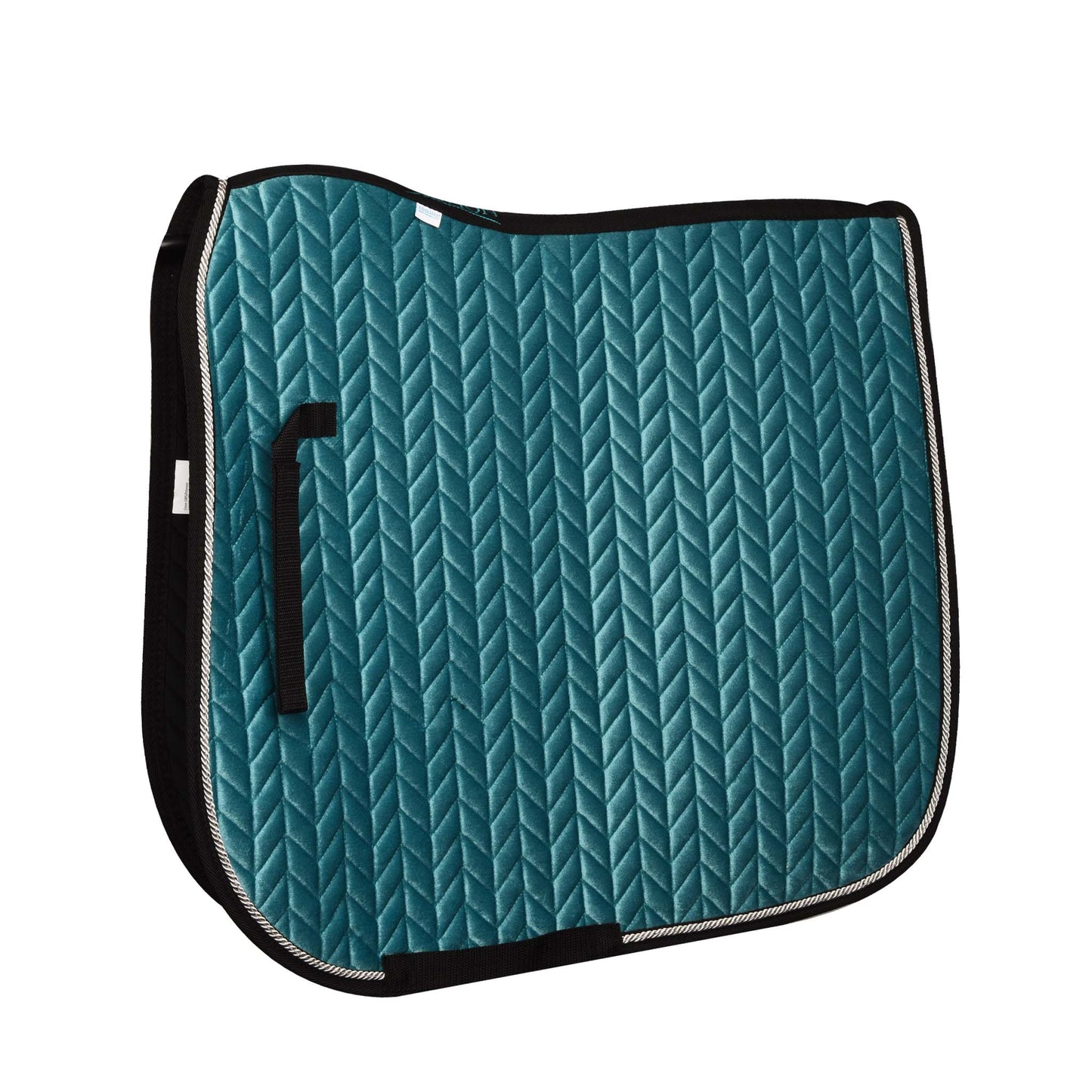 Elegance Velvet Dressage Saddle Pad - Teal/Silver/Black