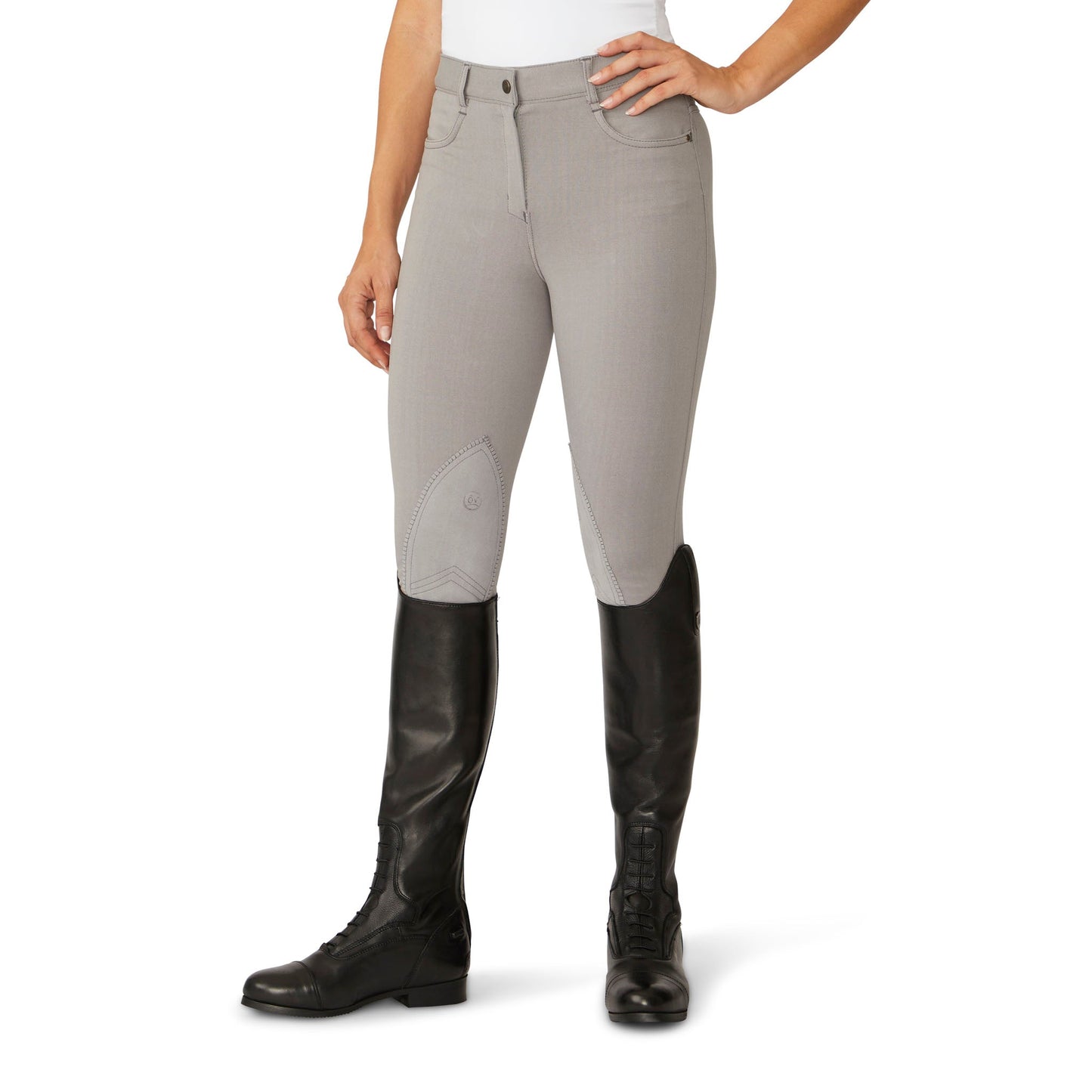 Women's SoftFlex Suede Knee Patch Breech - Grey