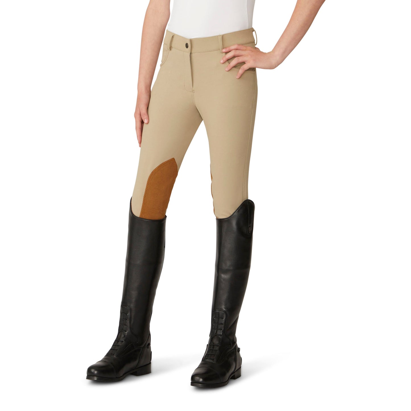 Girls' Bellissima Suede Knee Patch Breech - Classic Beige
