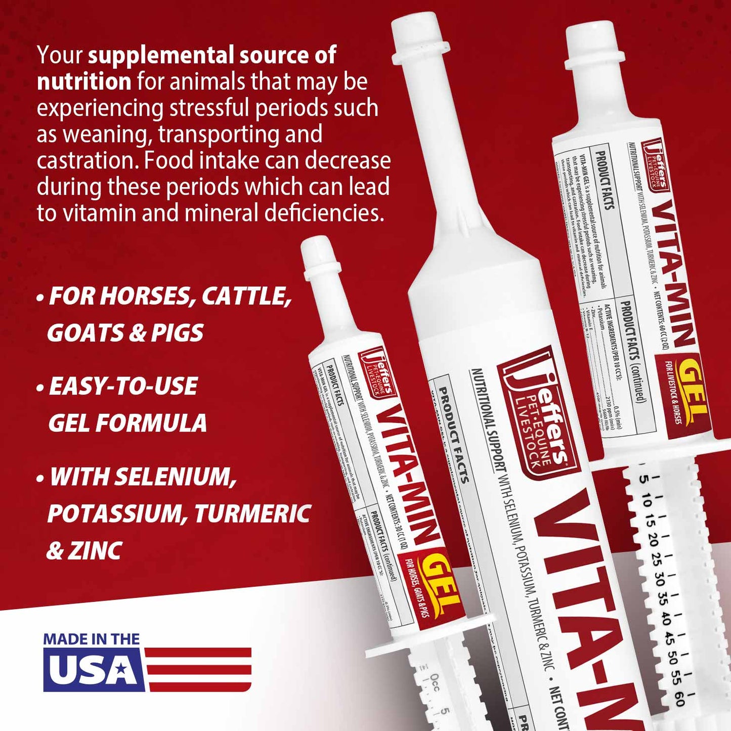 Vita-Min Gel with Vit E & B12 for Cattle, Horses, Sheep, Goats & Swine